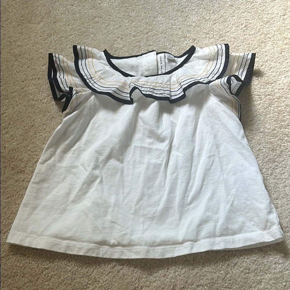 Stylish White and Navy Kids Top